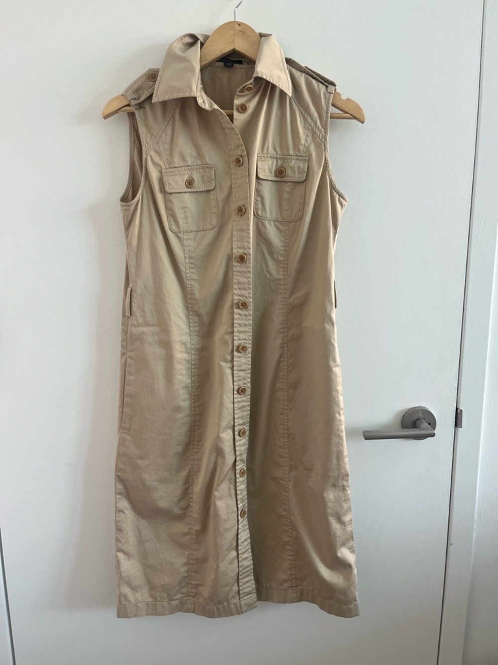 Brooks Brothers Beige Button-Down Sleeveless Dress Size 2 Women’s Cotton